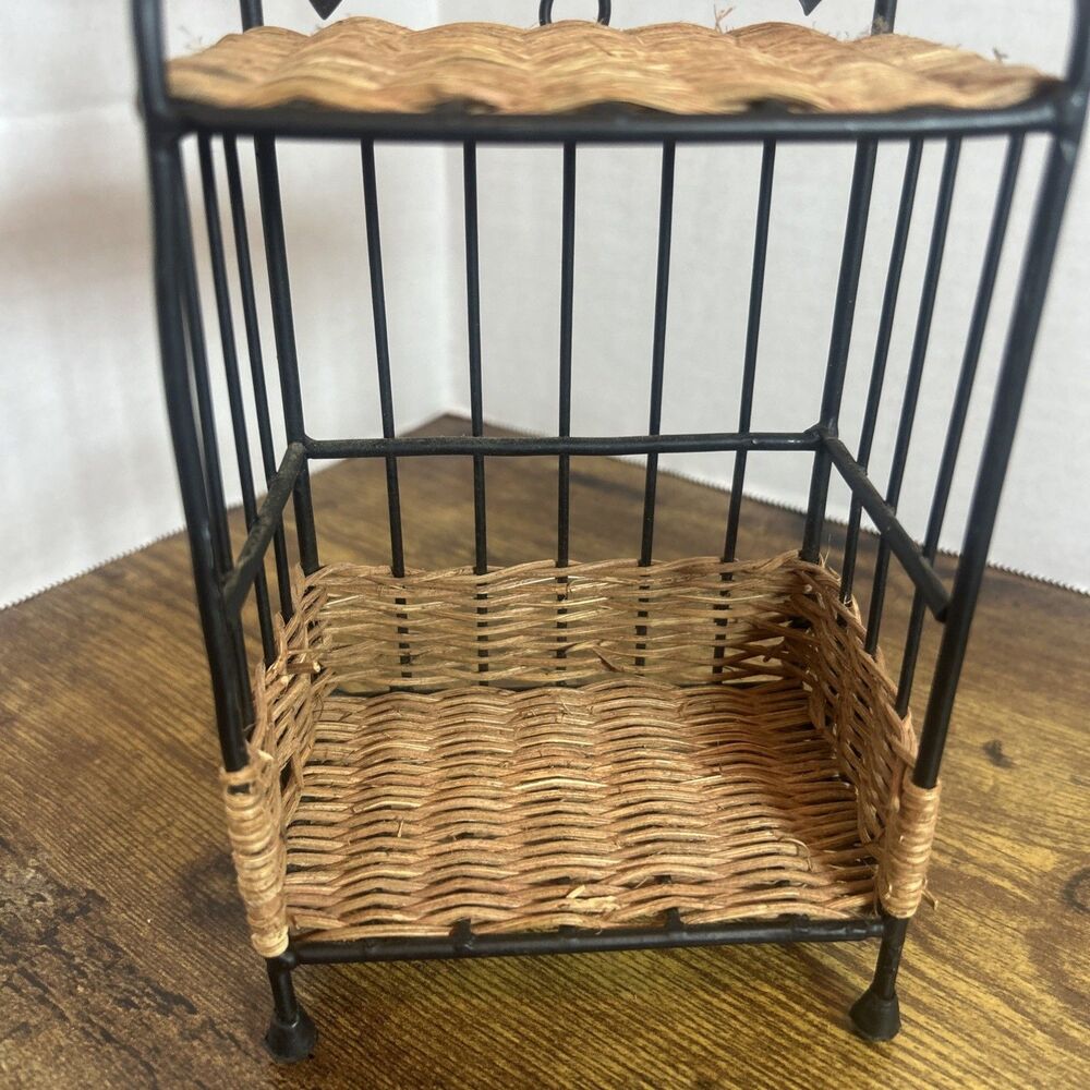 Wicker Metal Wall Basket Shelf Ivy Leaf Bathroom Kitchen Small Organizer Rack - Picture 12 of 14